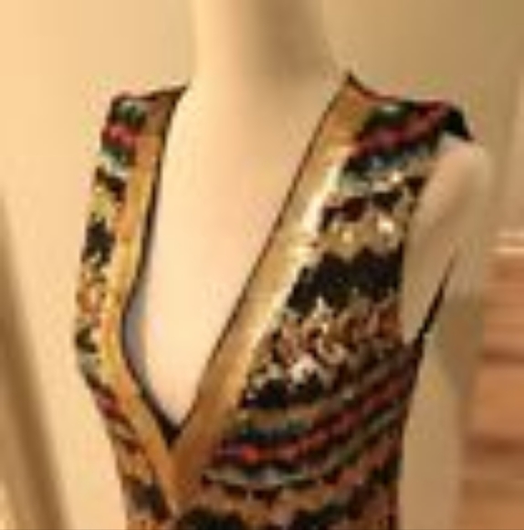 Bebe Sleeveless Plunging Neck Sequin Dress Multi Color Size XXS NWT - Picture 7 of 8